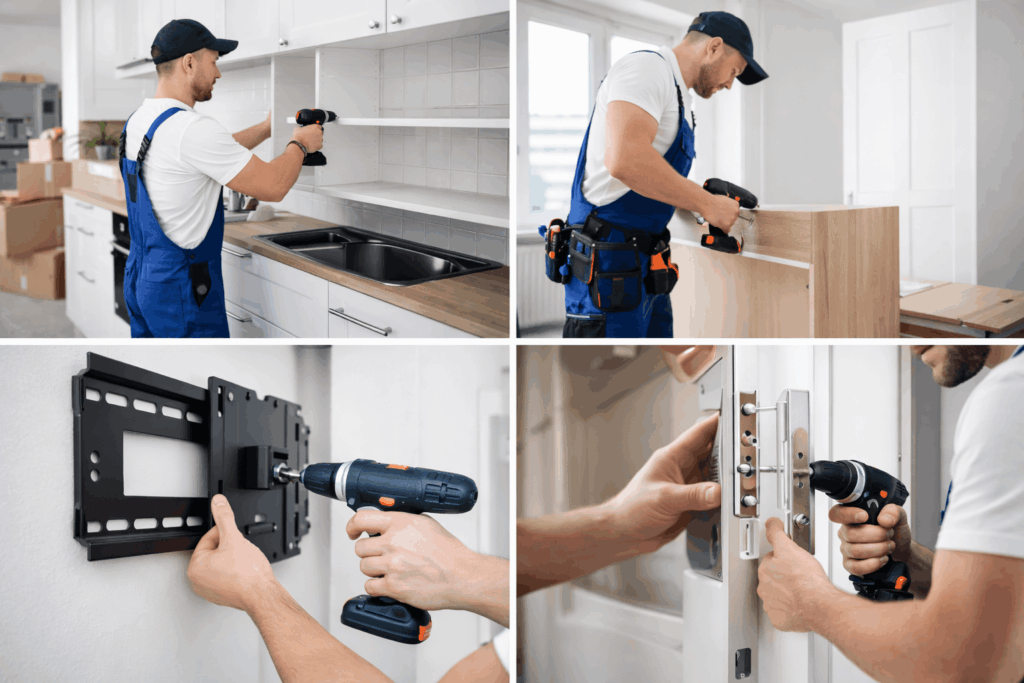 Professionelle Montage von Möbeln, Küchen und Wandhalterungen durch Handwerker